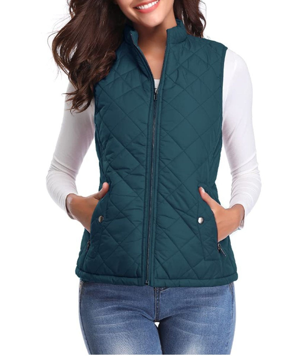 Juliana | Women's Lightweight Puffer Vest Stand Collar Zip Up