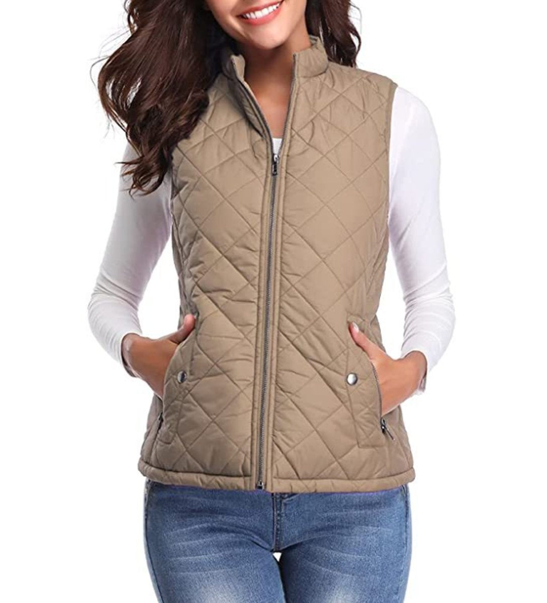 Juliana | Women's Lightweight Puffer Vest Stand Collar Zip Up