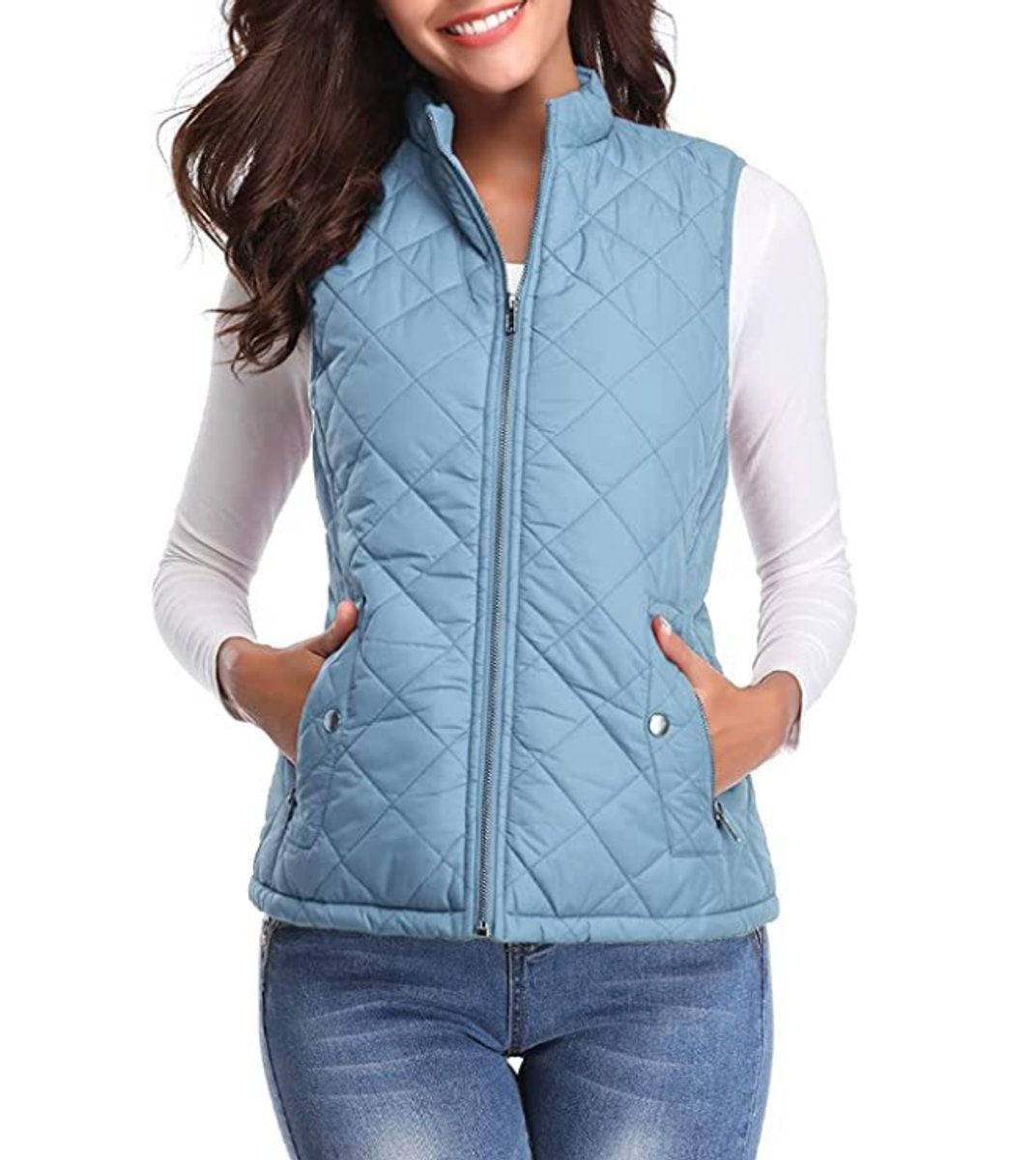 Juliana | Women's Lightweight Puffer Vest Stand Collar Zip Up