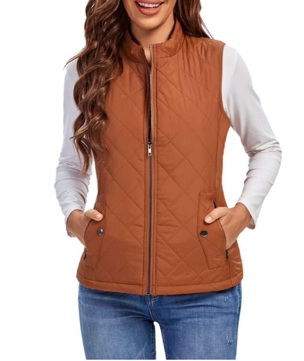 Juliana | Women's Lightweight Puffer Vest Stand Collar Zip Up