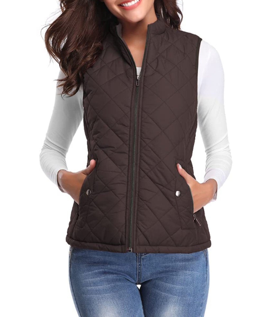 Juliana | Women's Lightweight Puffer Vest Stand Collar Zip Up