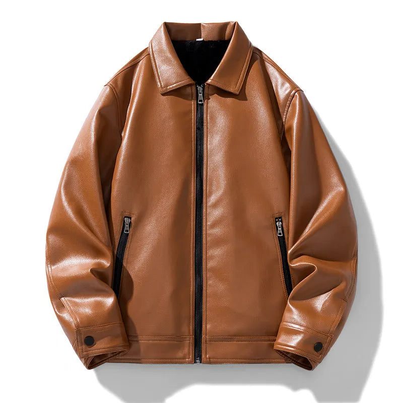 Vegan Leather Bomber Jacket for Men