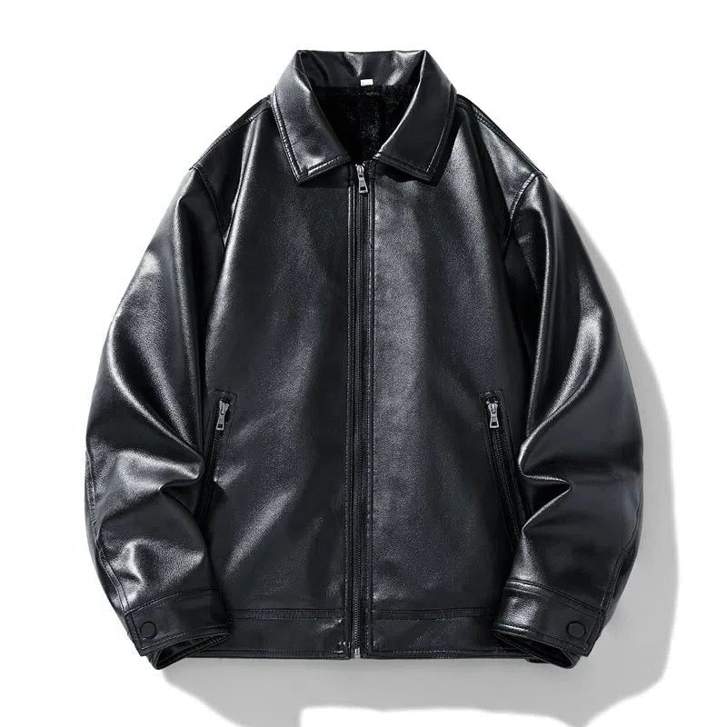 Vegan Leather Bomber Jacket for Men