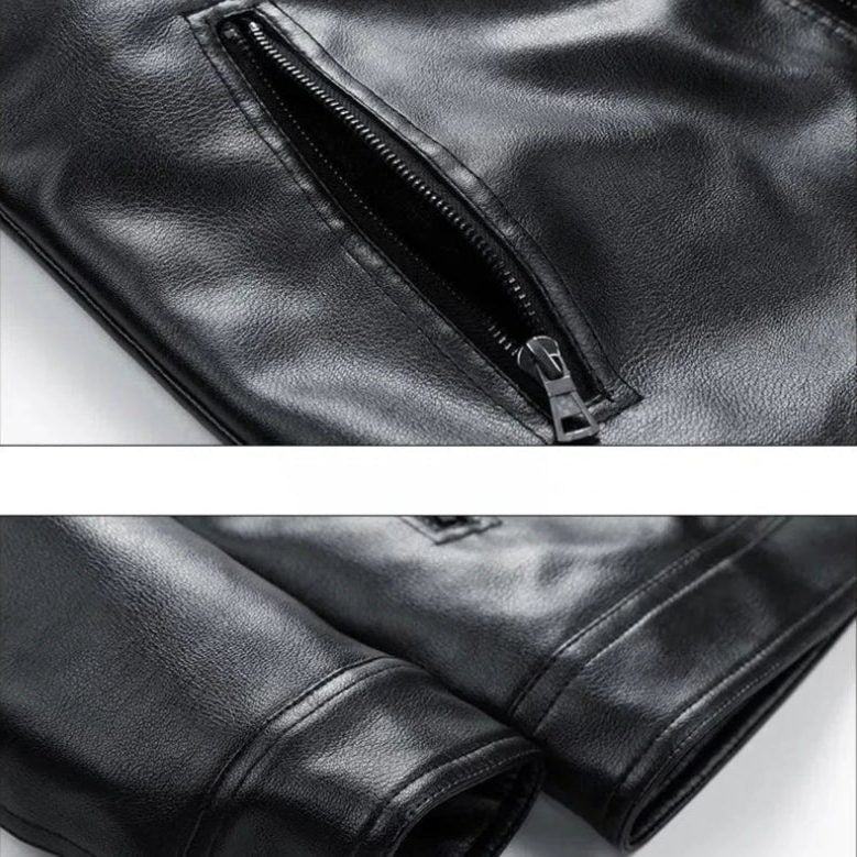 Vegan Leather Bomber Jacket for Men