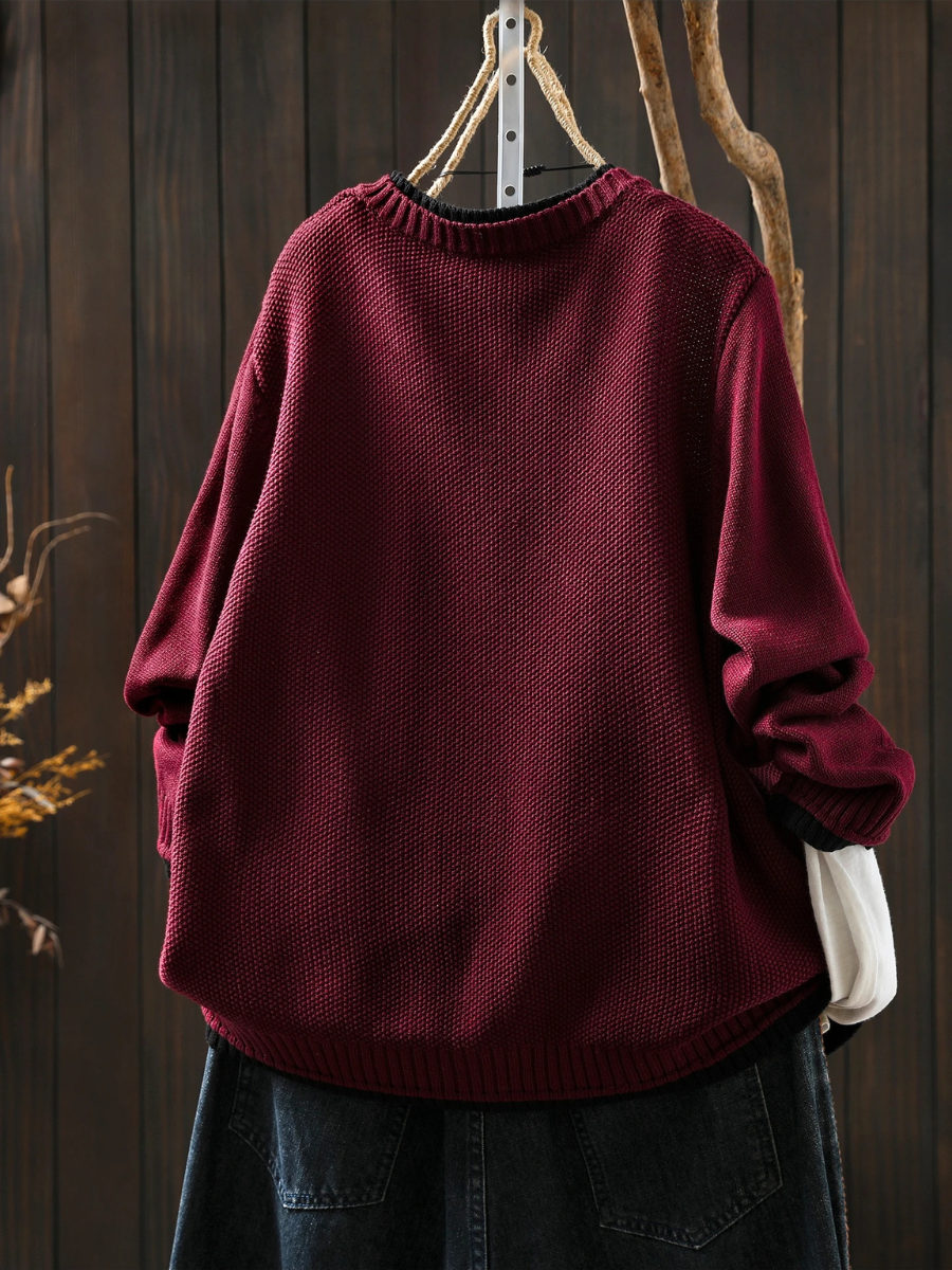 Winnie | Oversized Knit Wine Red Cardigan
