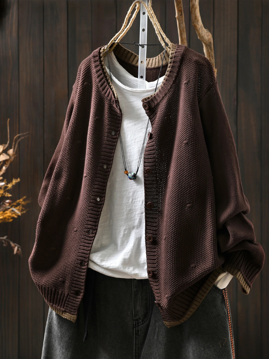 Winnie | Oversized Knit Wine Red Cardigan