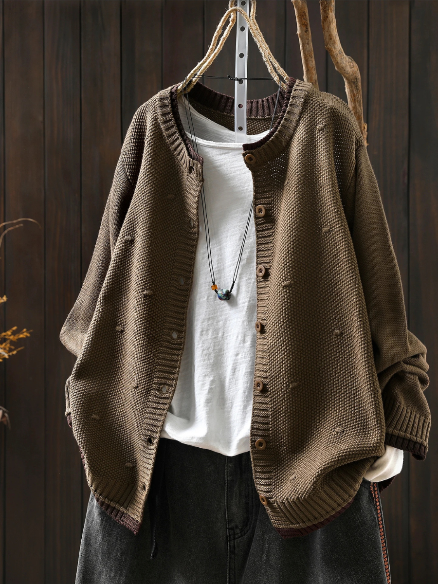 Winnie | Oversized Knit Wine Red Cardigan