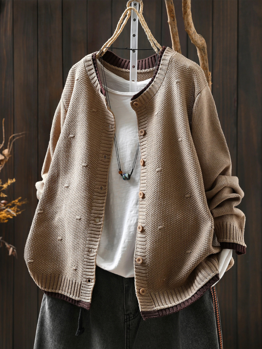 Winnie | Oversized Knit Wine Red Cardigan