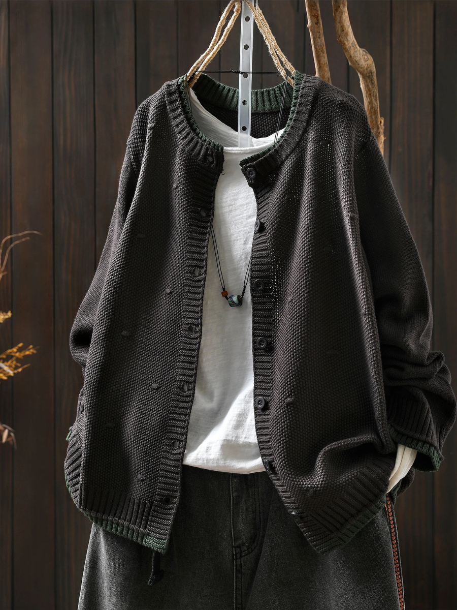 Winnie | Oversized Knit Wine Red Cardigan