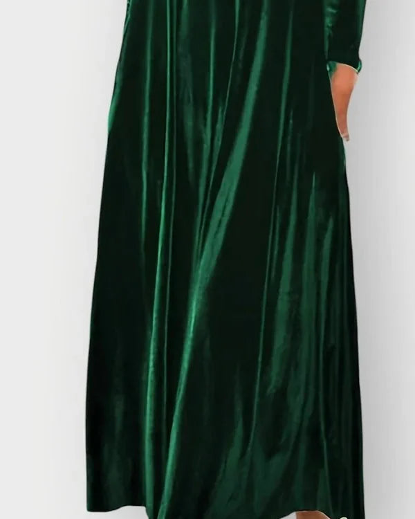 Velvet Dress – Burgundy Long Sleeve Maxi