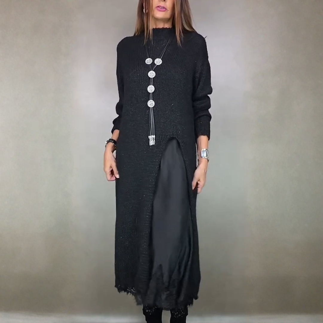 Winifred | Knit Long Sleeve Midi Sweater Dress