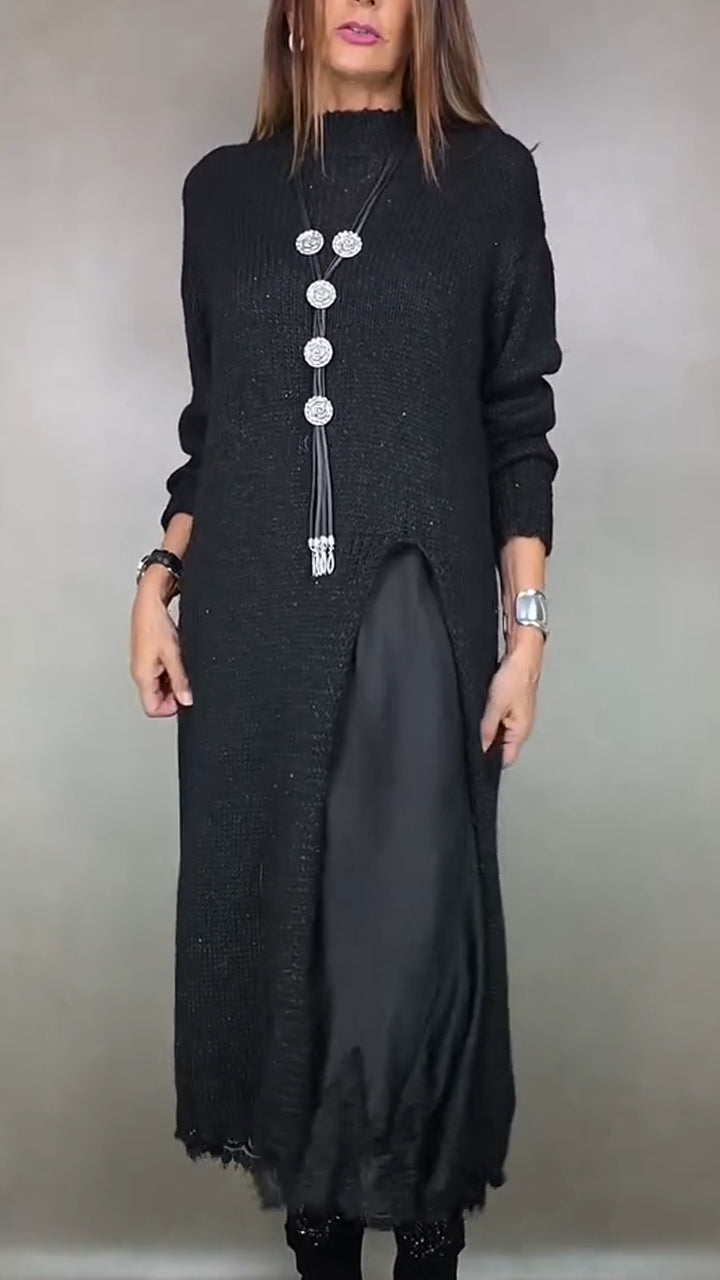 Winifred | Knit Long Sleeve Midi Sweater Dress