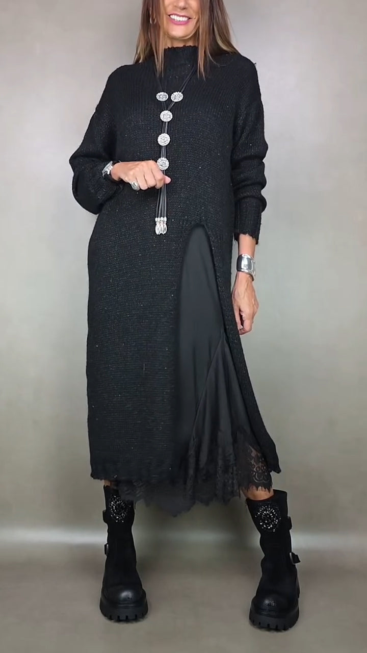 Winifred | Knit Long Sleeve Midi Sweater Dress