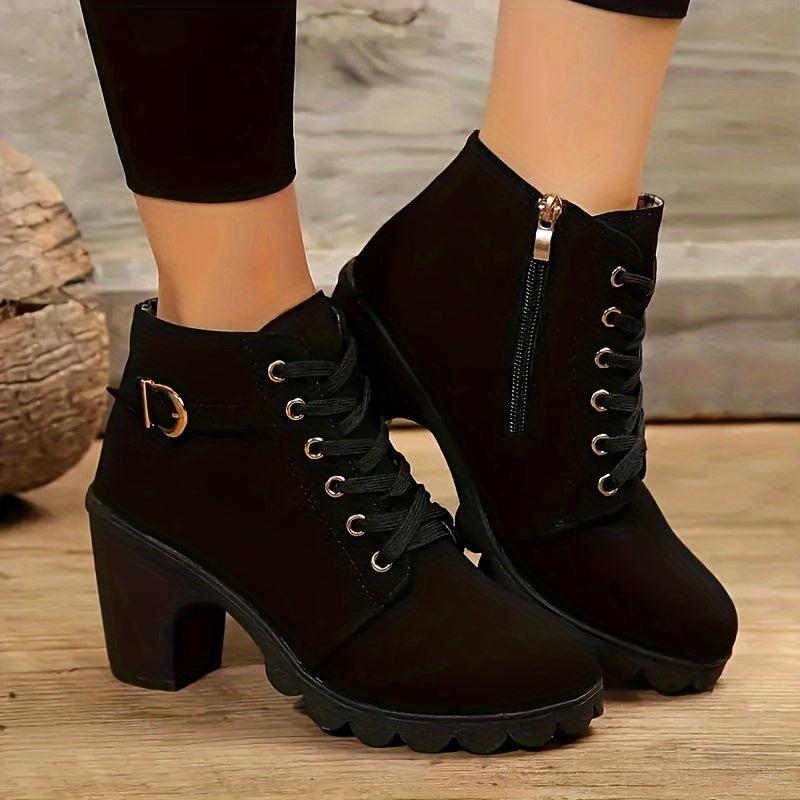Undine | Lace-Up Block Heel Ankle Boots