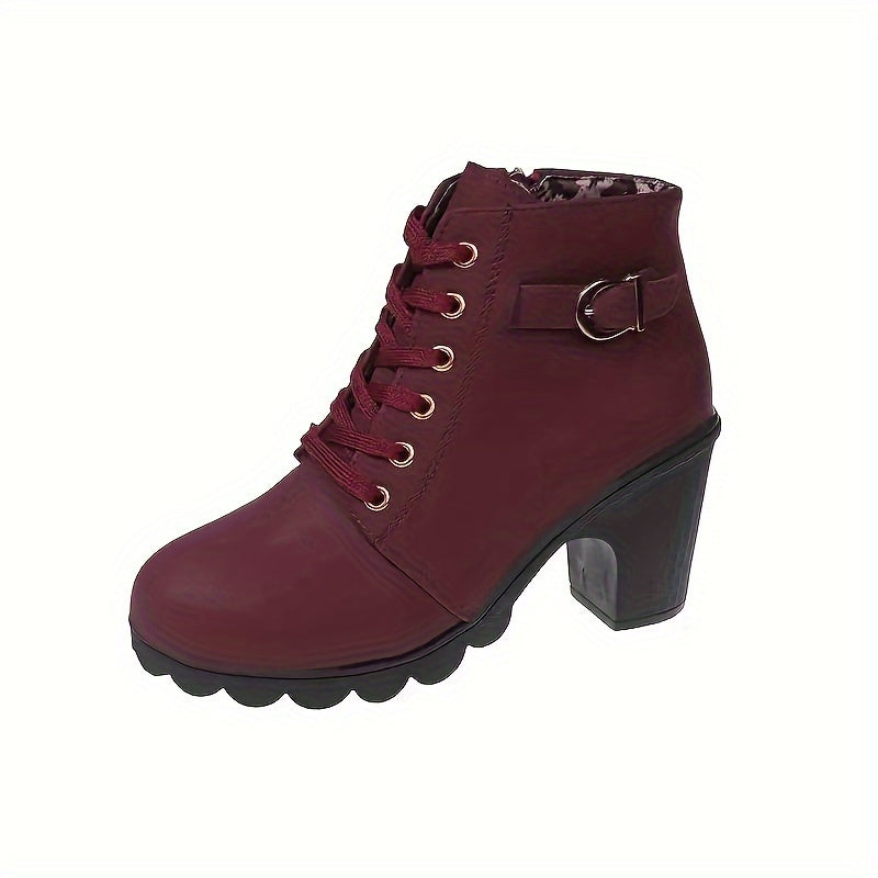 Undine | Lace-Up Block Heel Ankle Boots