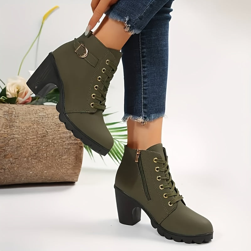 Undine | Lace-Up Block Heel Ankle Boots