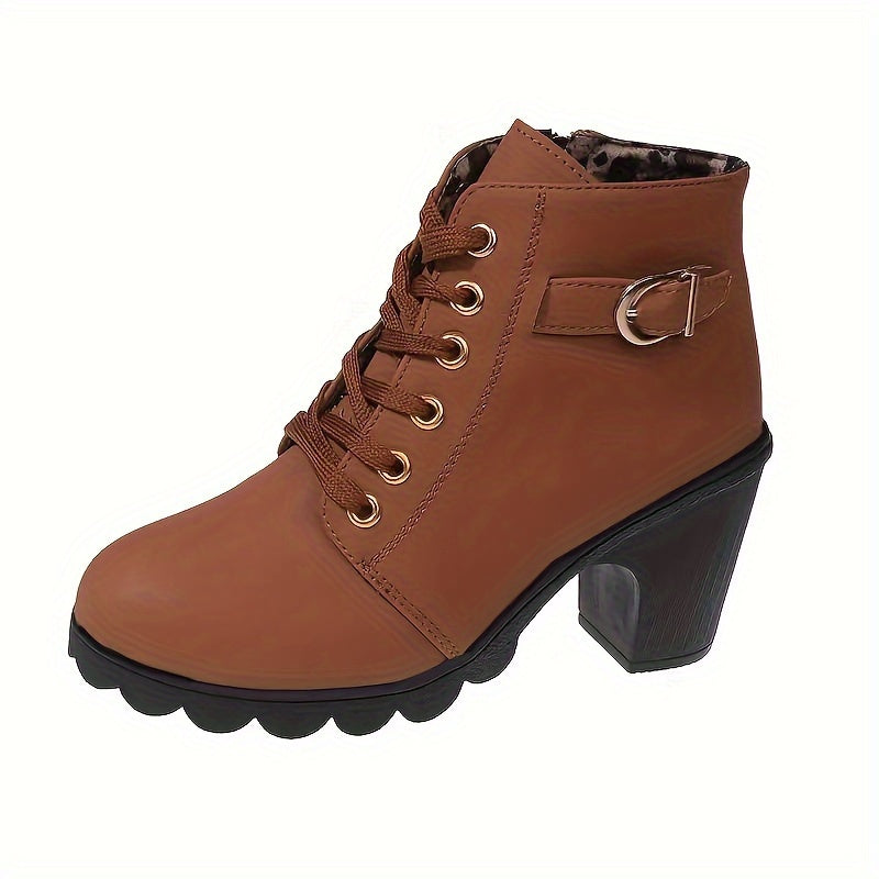 Undine | Lace-Up Block Heel Ankle Boots