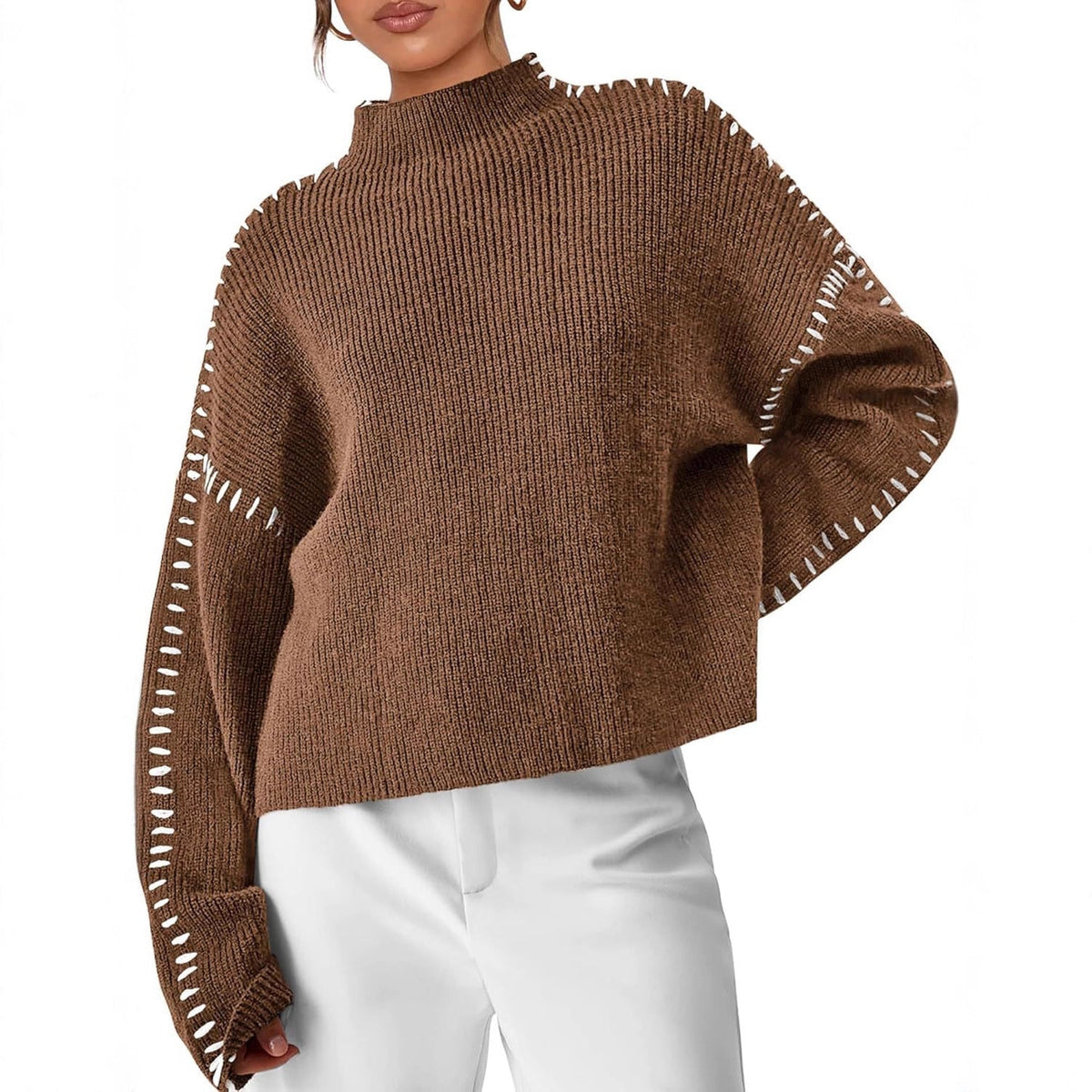 Eileen | Oversized Mock Neck Black Sweater