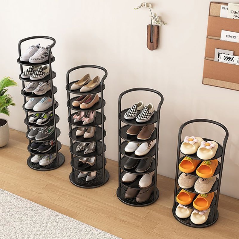 Vertical Shoe Rack Organizer with Metal Frame Freestanding Tower Storage