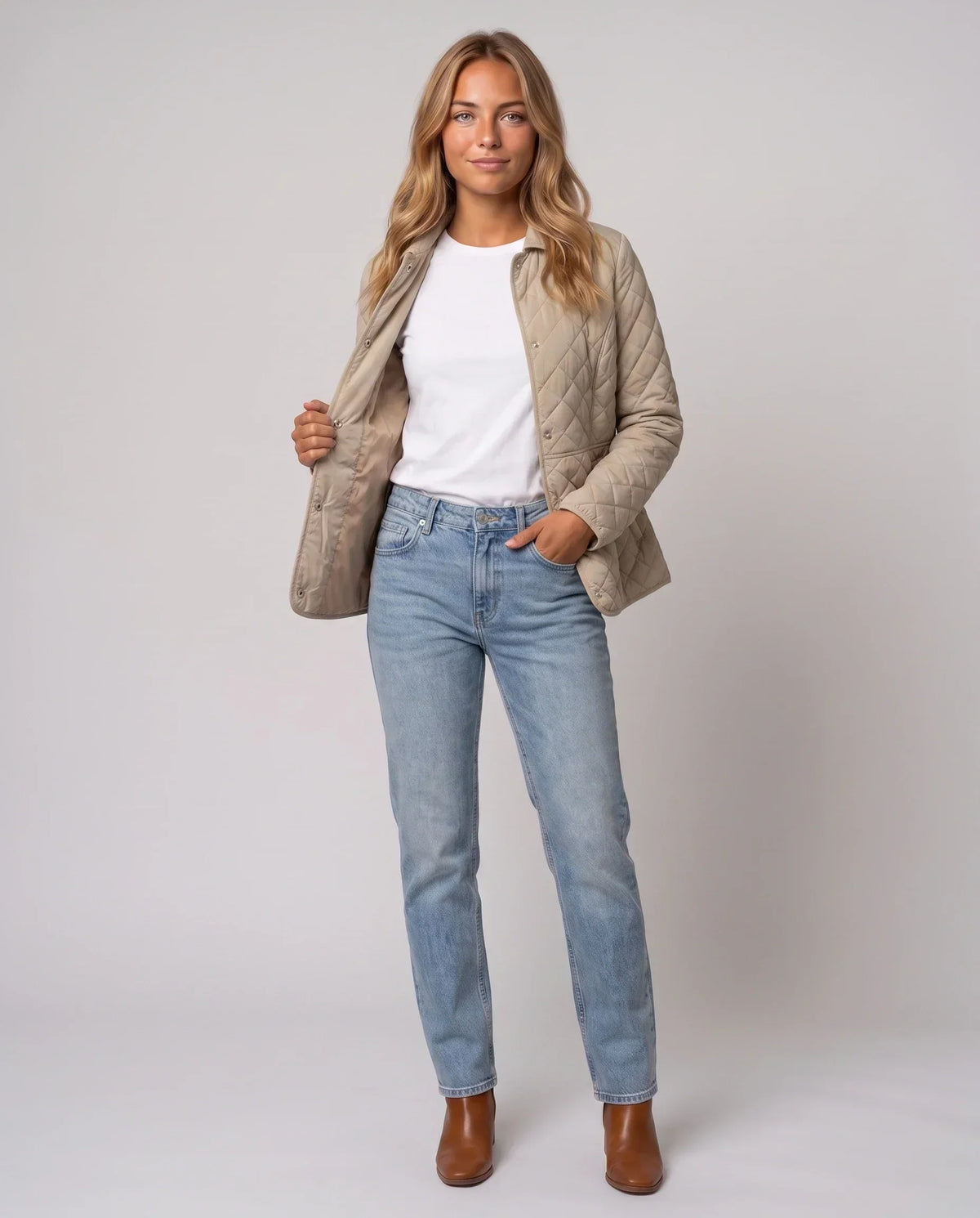 Quilted Jacket with Shirt Collar