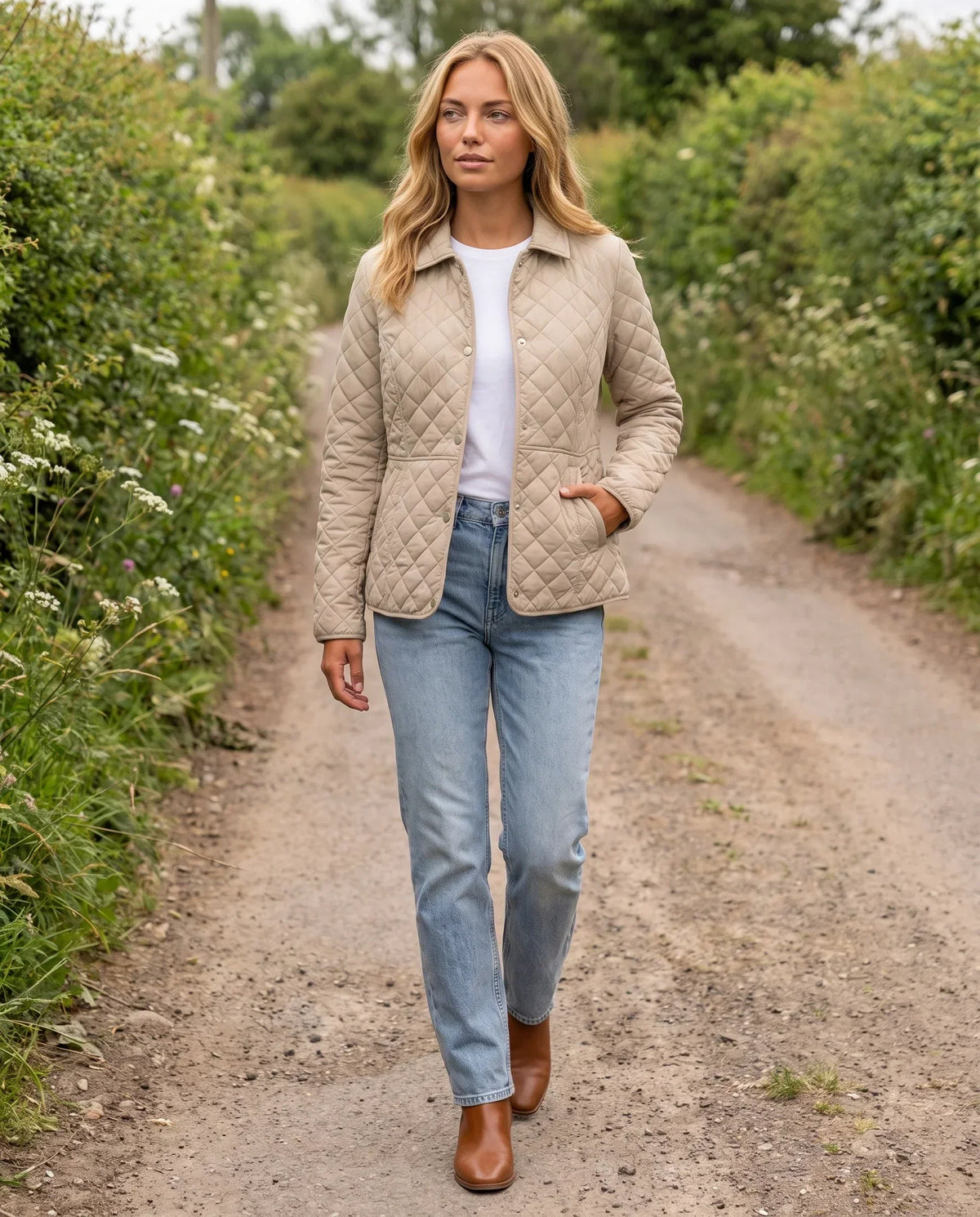 Quilted Jacket with Shirt Collar