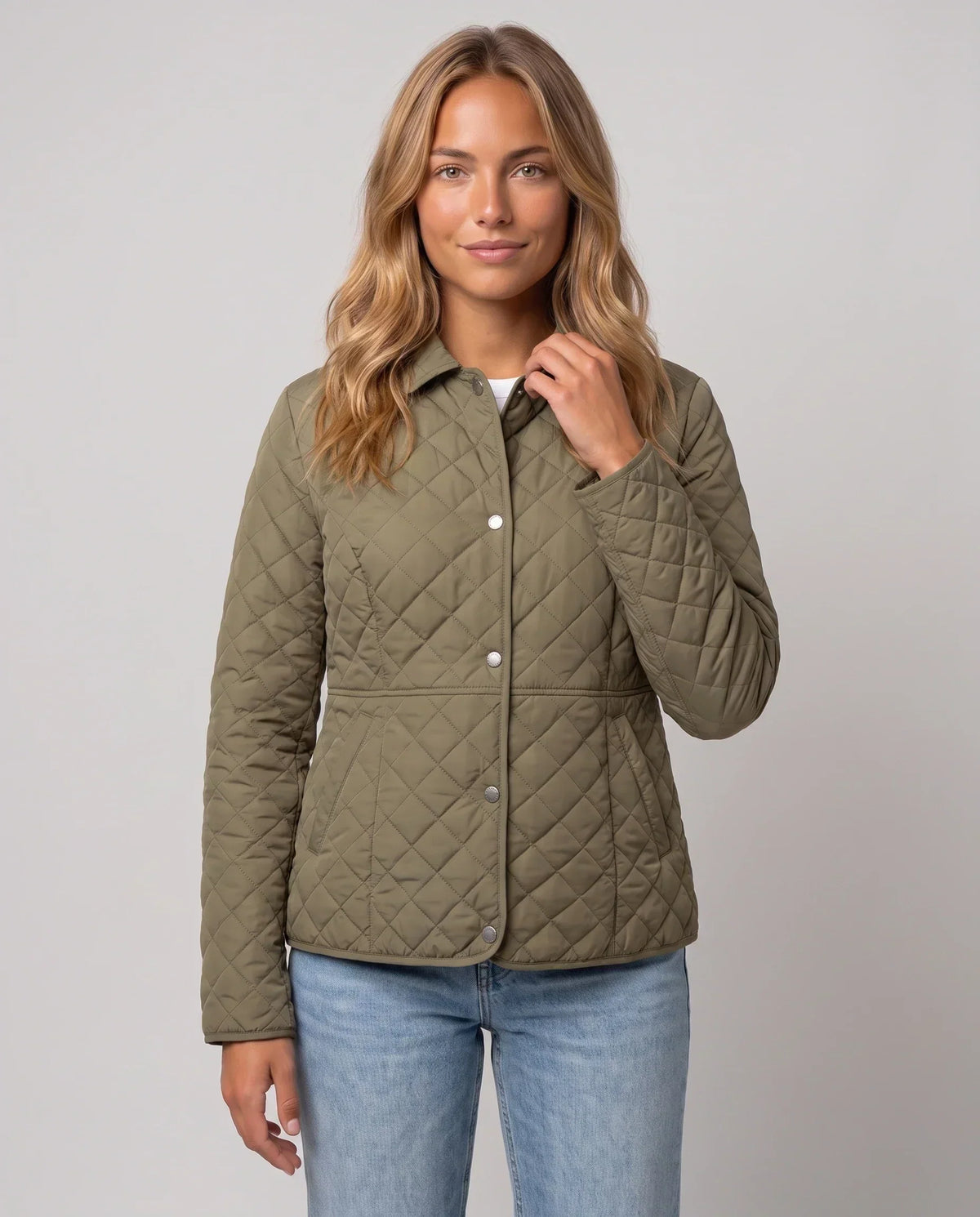 Quilted Jacket with Shirt Collar