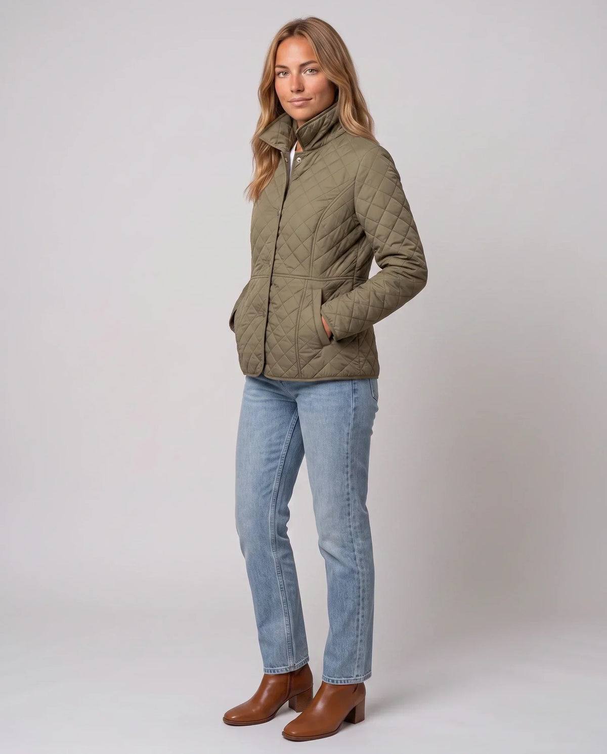 Quilted Jacket with Shirt Collar