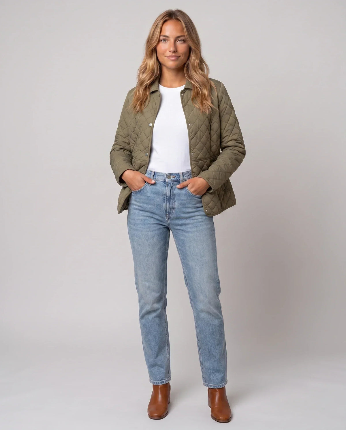 Quilted Jacket with Shirt Collar