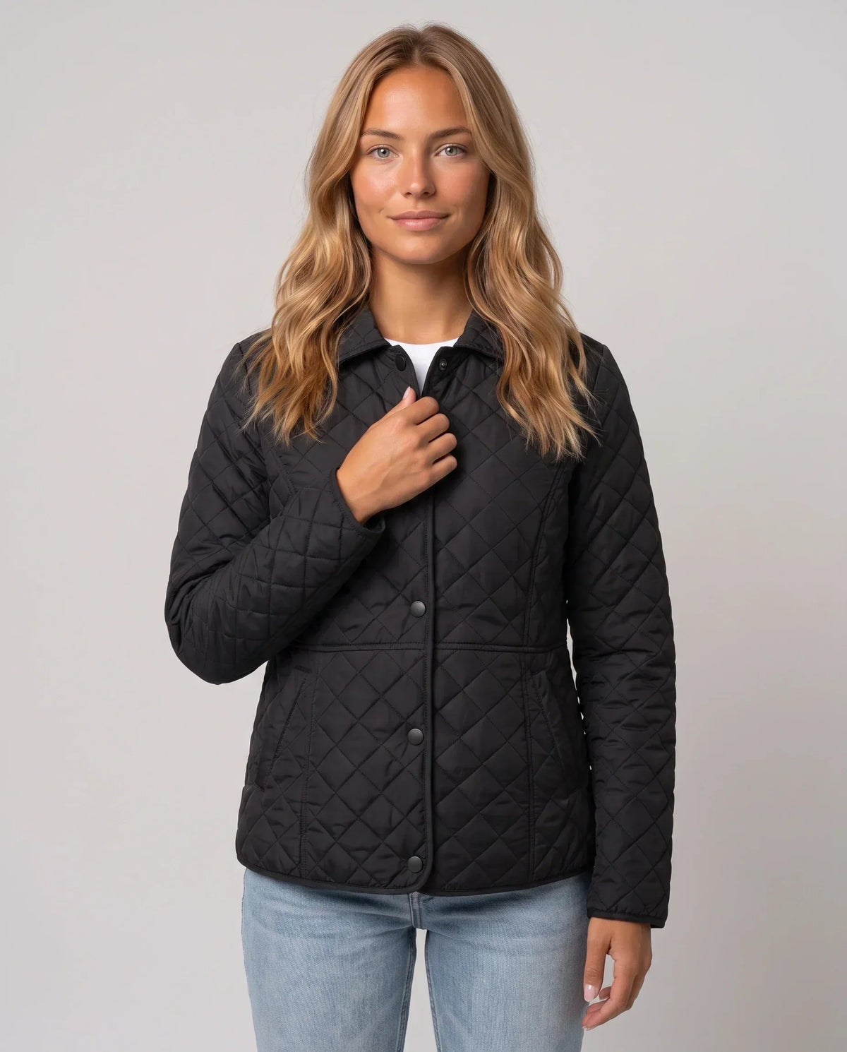 Quilted Jacket with Shirt Collar