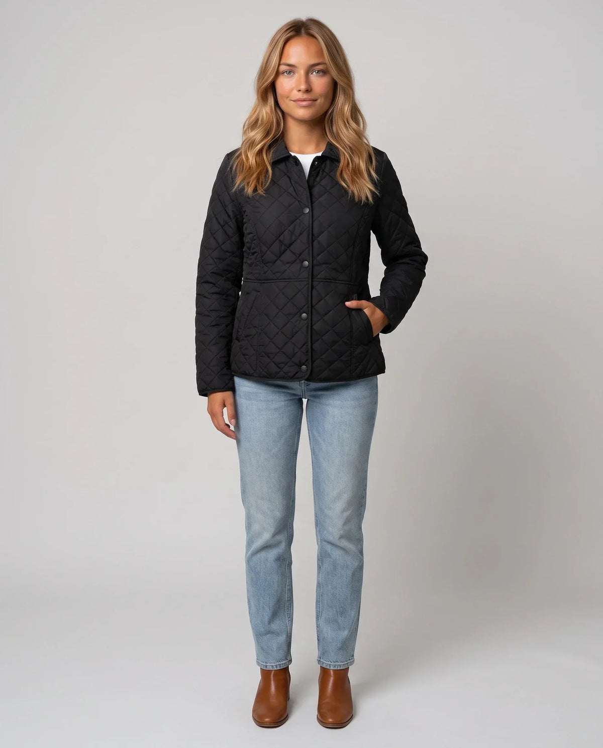 Quilted Jacket with Shirt Collar