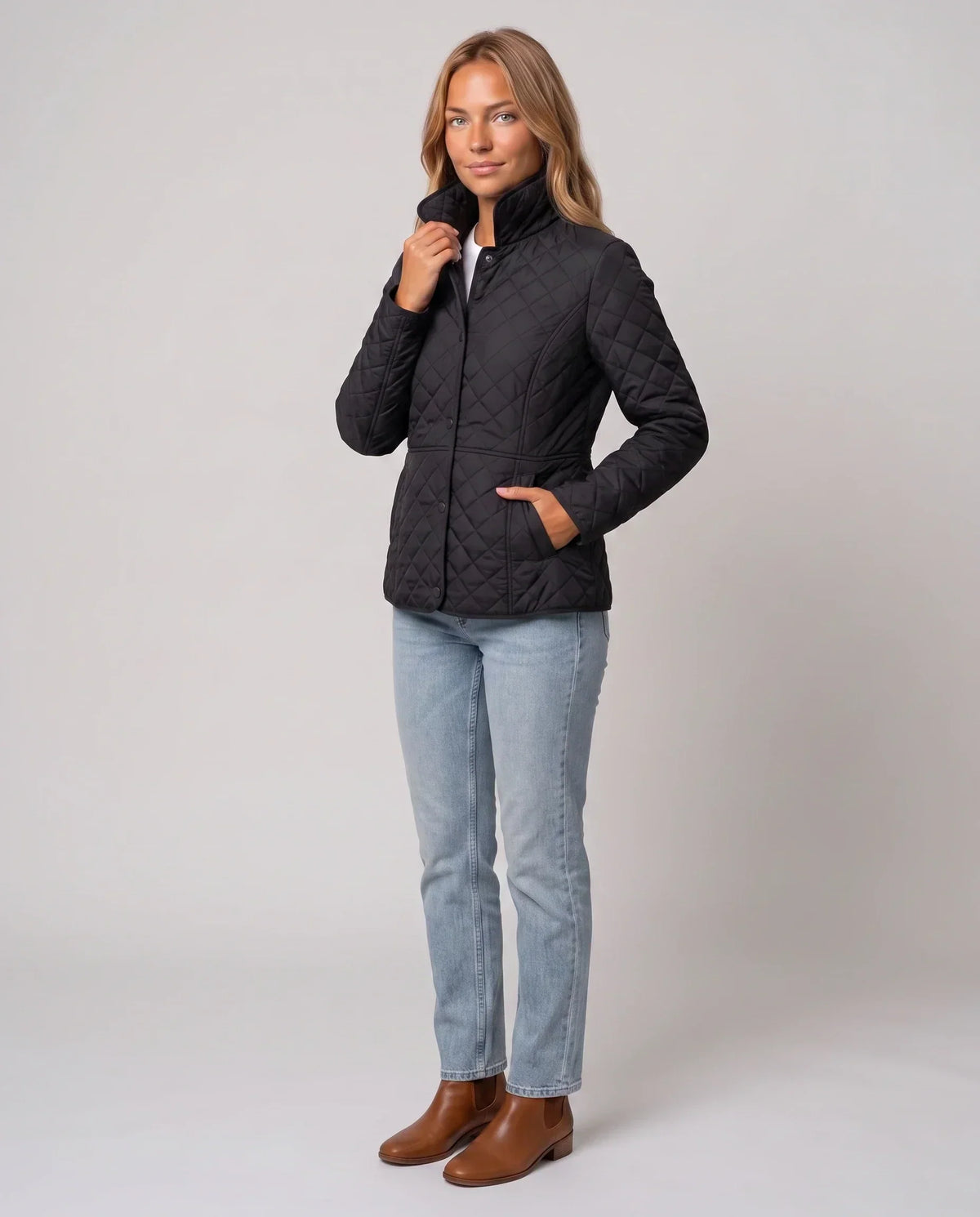 Quilted Jacket with Shirt Collar