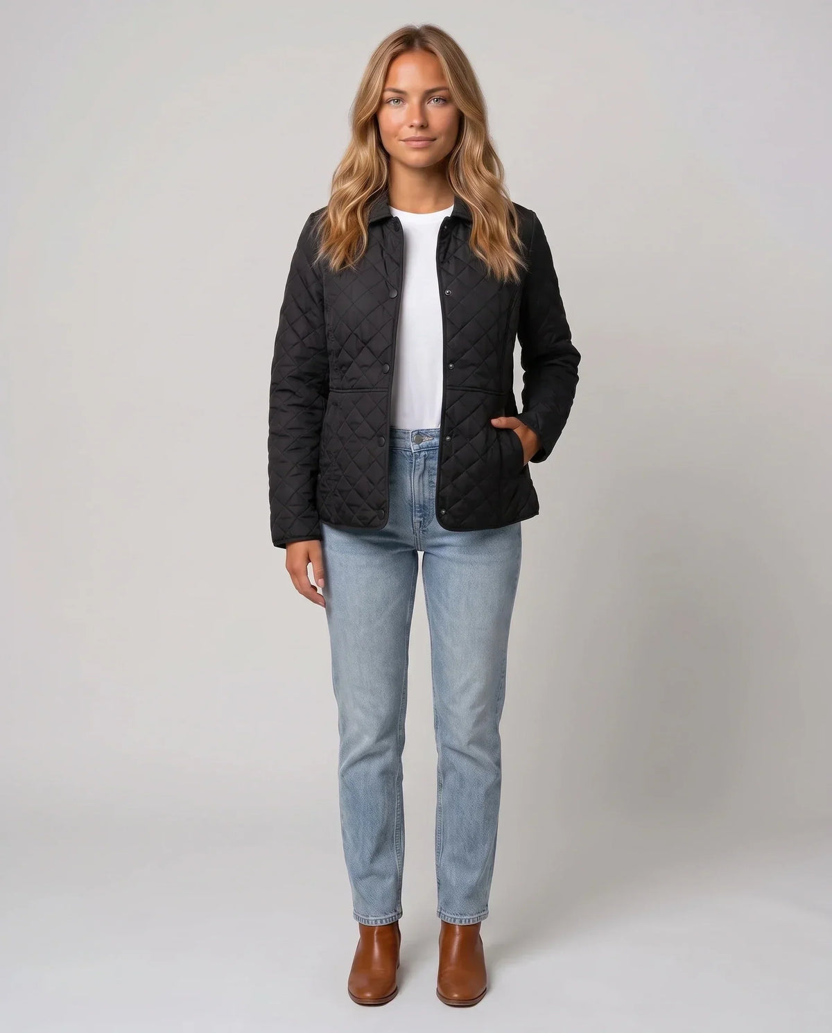 Quilted Jacket with Shirt Collar