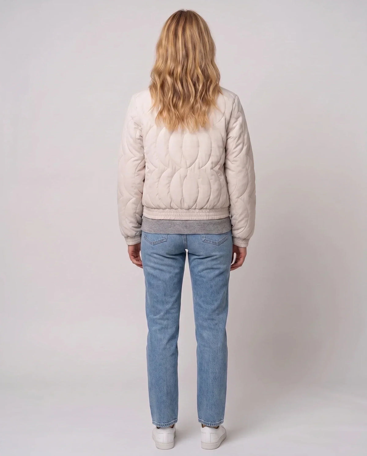 Quilted Jacket with Funnel Collar and Poppers