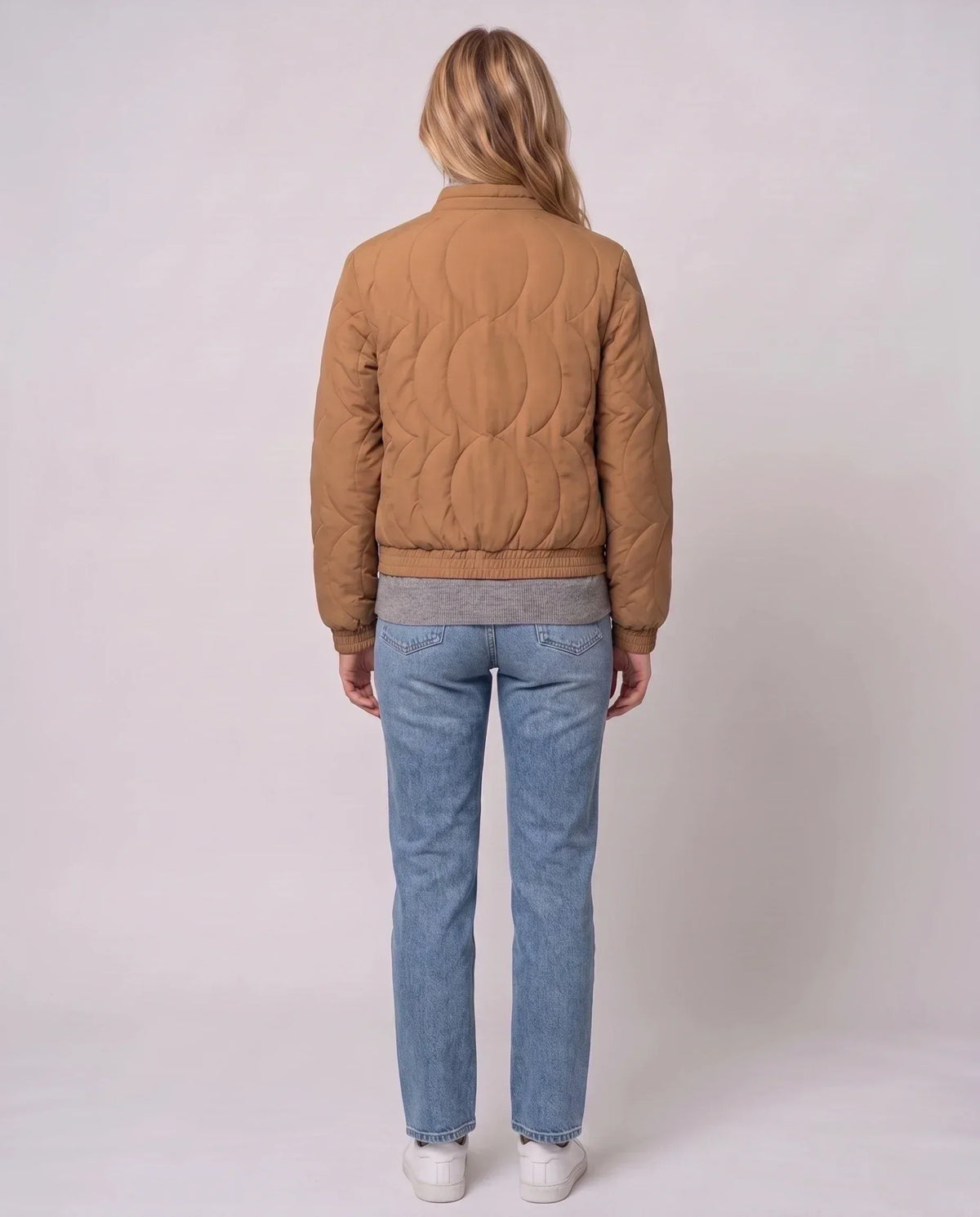 Quilted Jacket with Funnel Collar and Poppers
