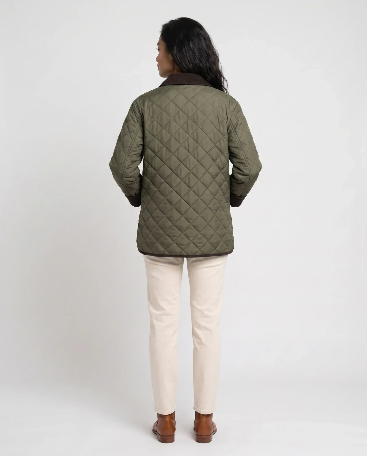 Quilted Jacket with Corduroy Collar