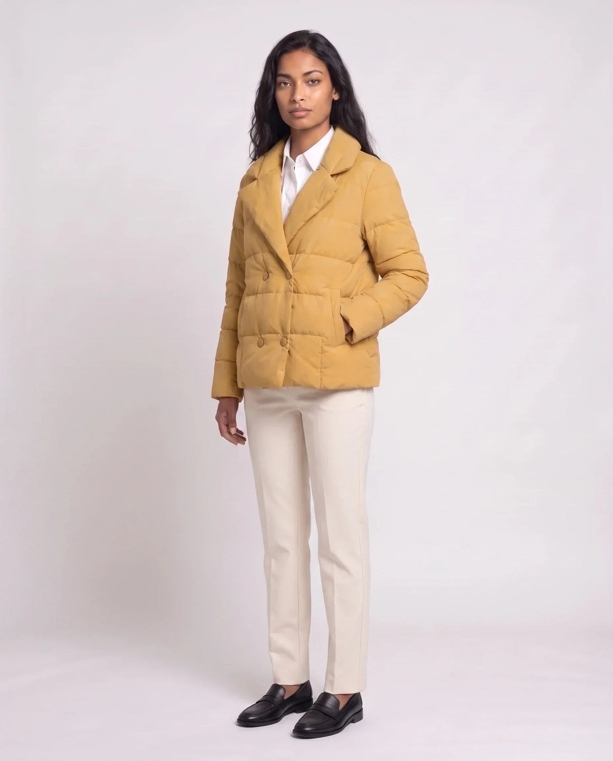 Short Quilted Jacket with Tailored Collar