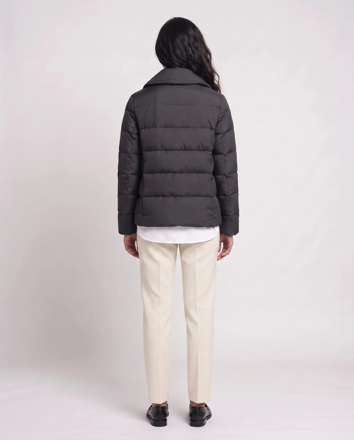 Short Quilted Jacket with Tailored Collar