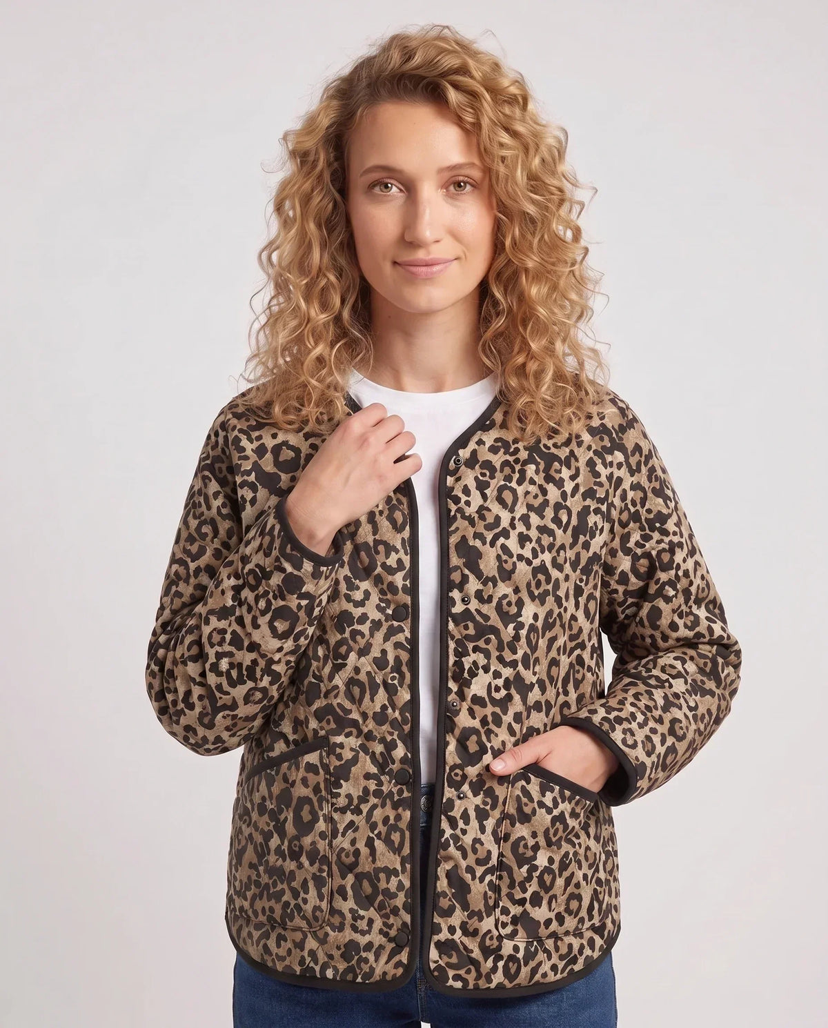 Leopard Print Quilted Jacket