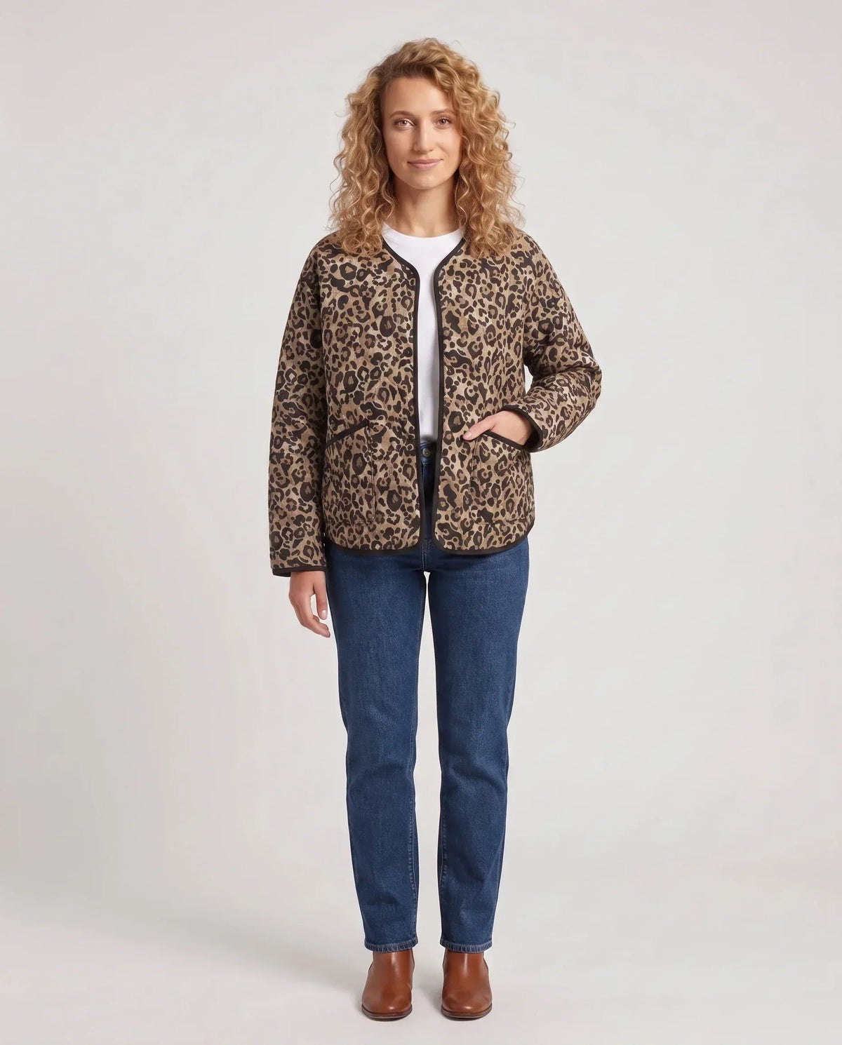 Leopard Print Quilted Jacket
