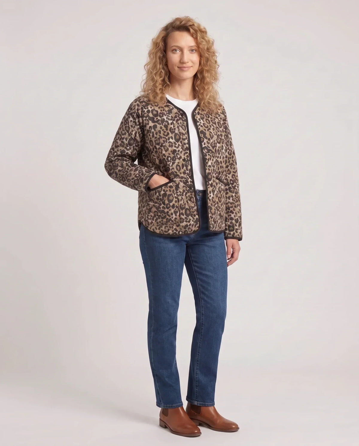 Leopard Print Quilted Jacket