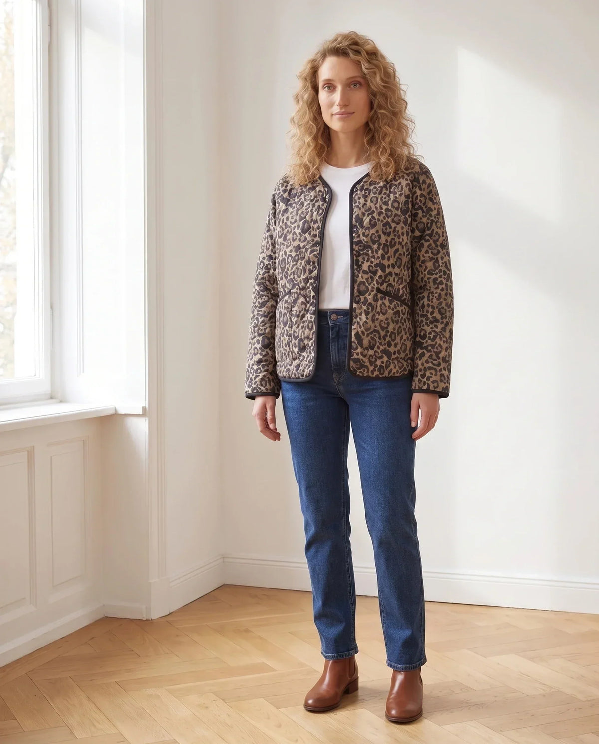 Leopard Print Quilted Jacket