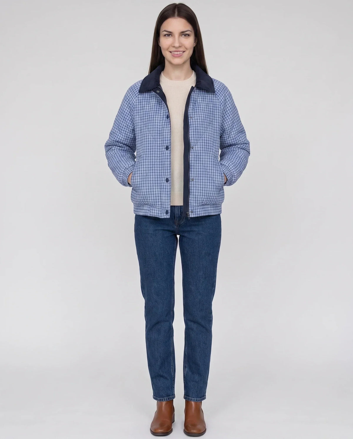 Reversible Quilted Jacket in Gingham