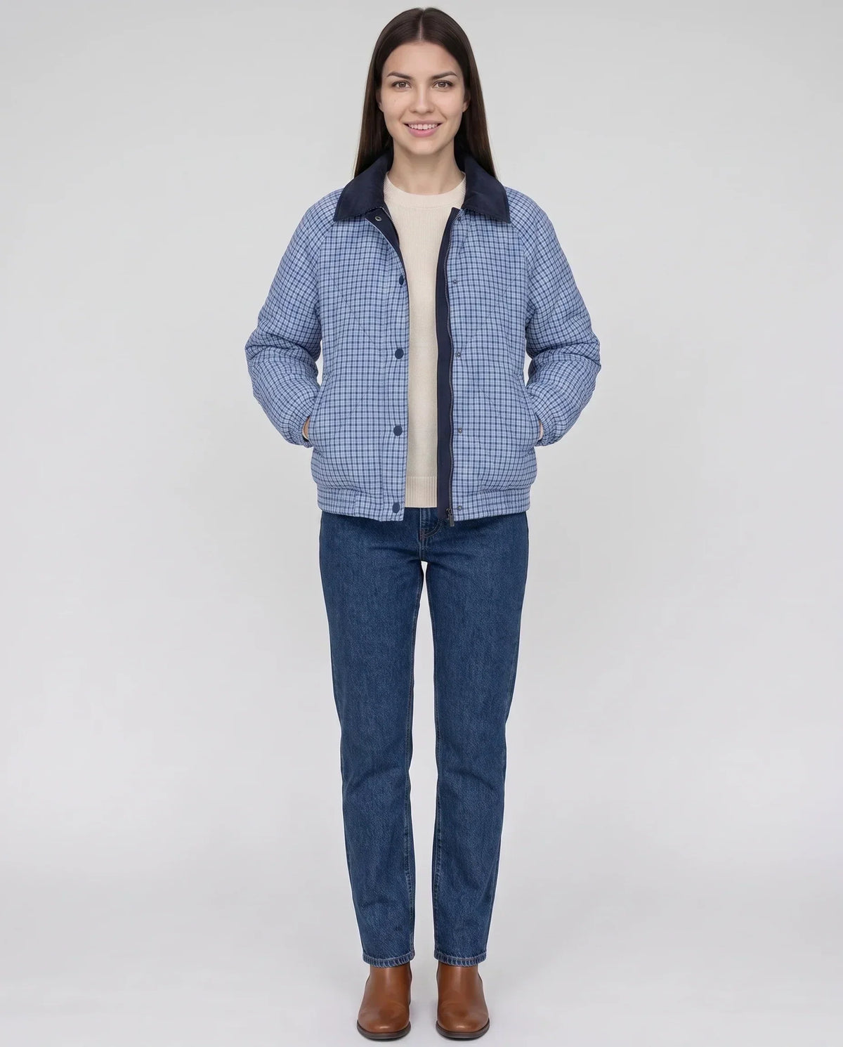 Reversible Quilted Jacket in Gingham