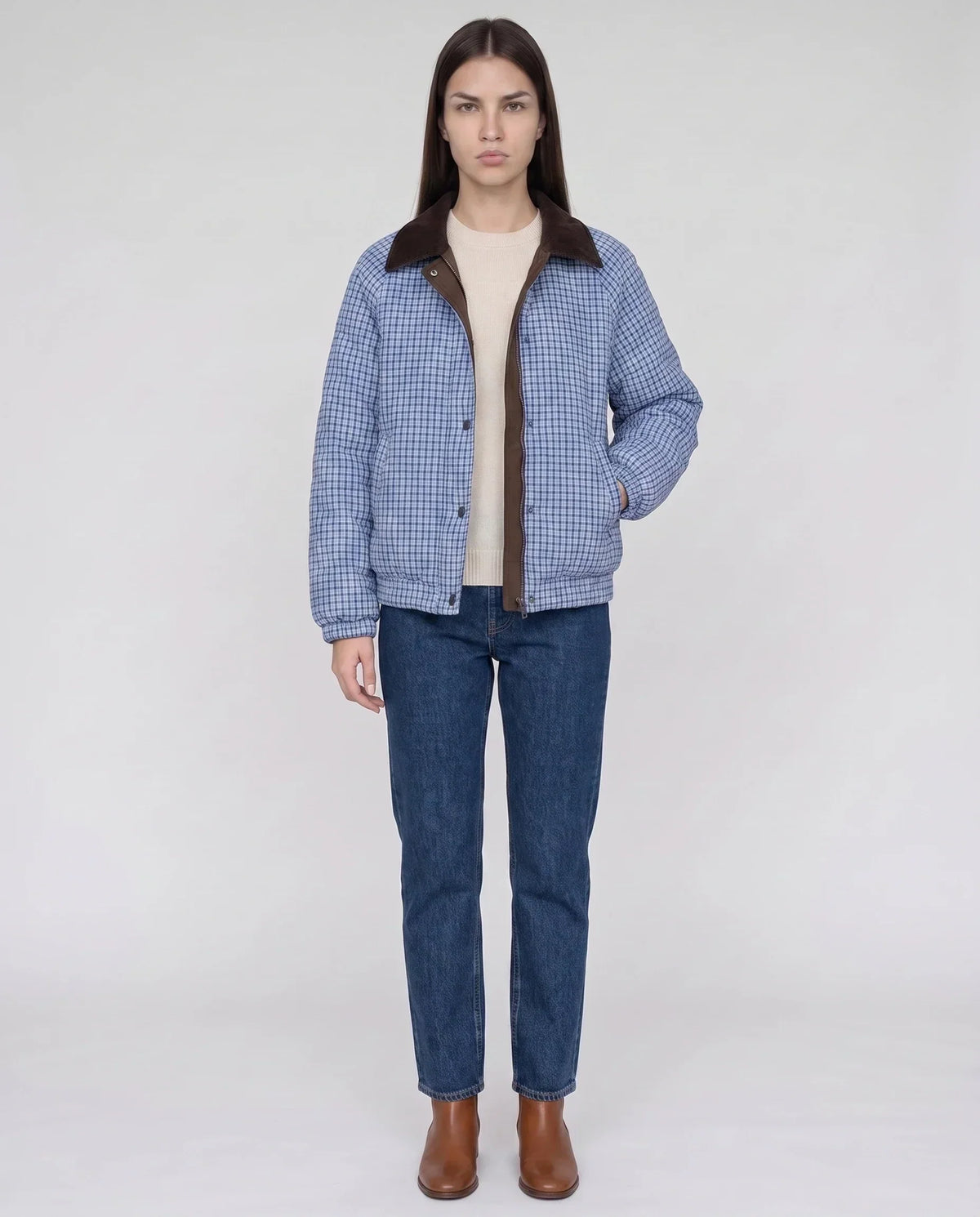 Reversible Quilted Jacket in Gingham