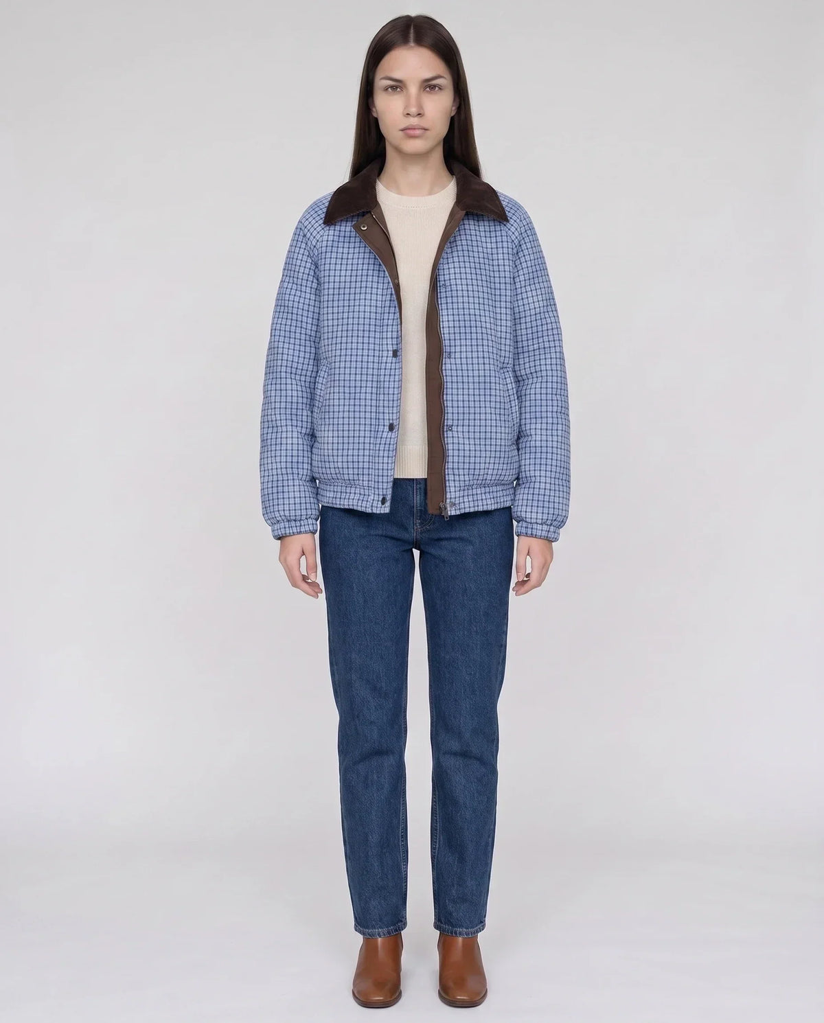 Reversible Quilted Jacket in Gingham