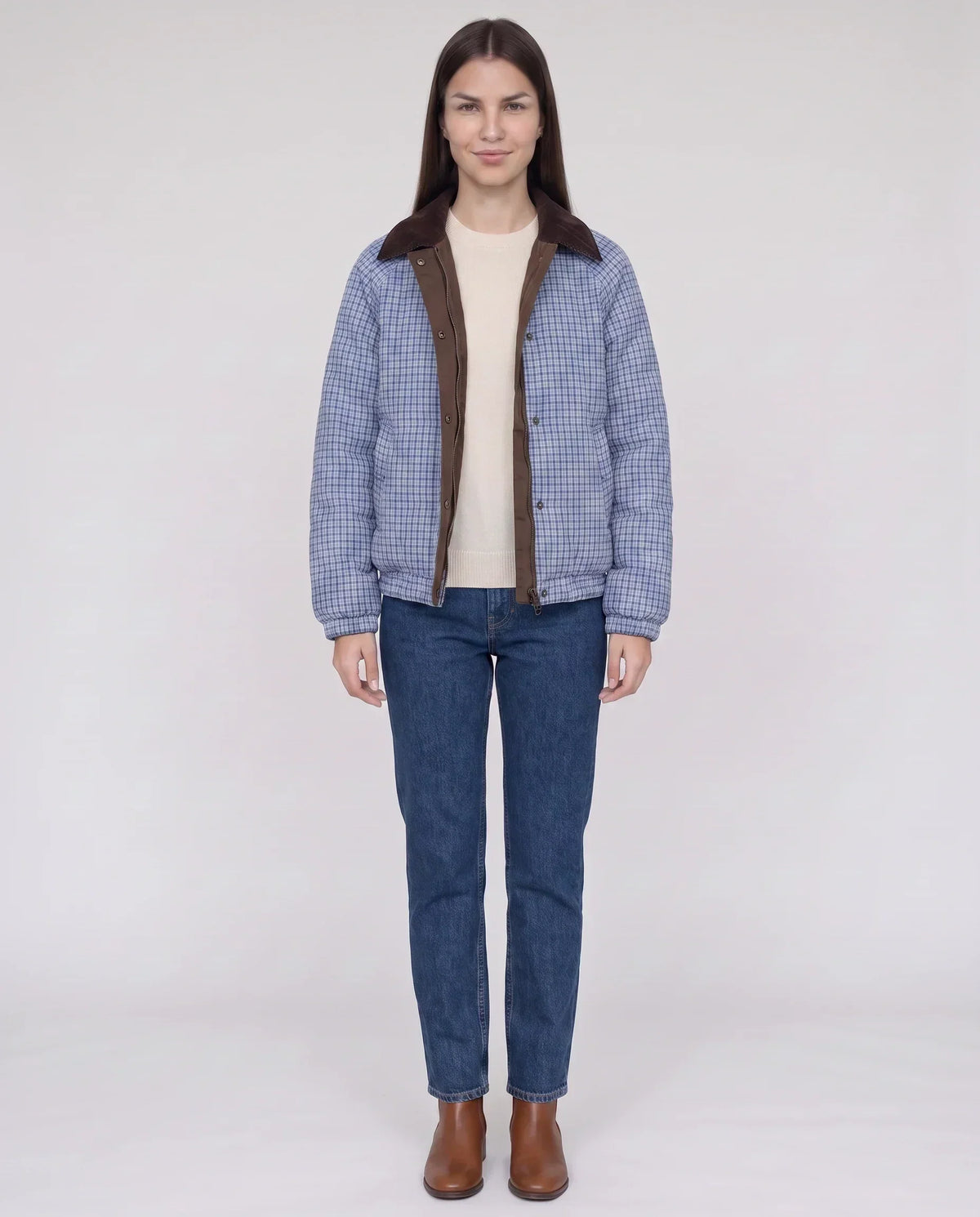 Reversible Quilted Jacket in Gingham
