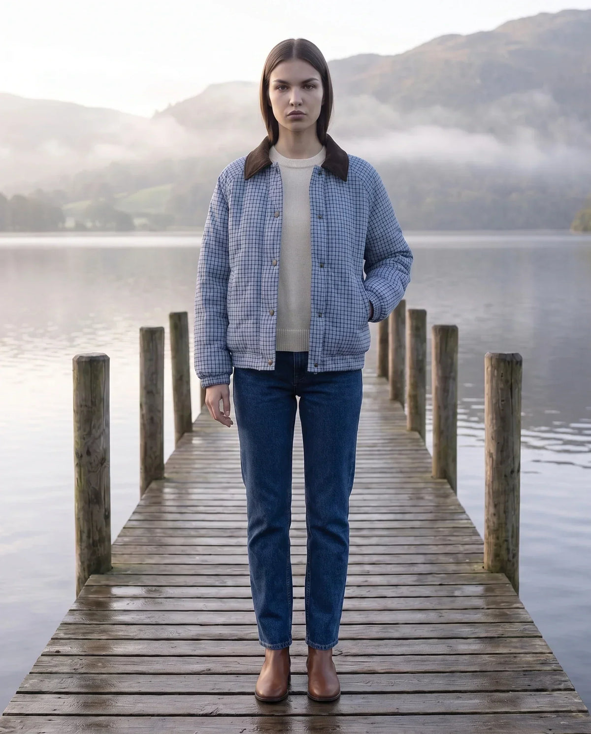 Reversible Quilted Jacket in Gingham