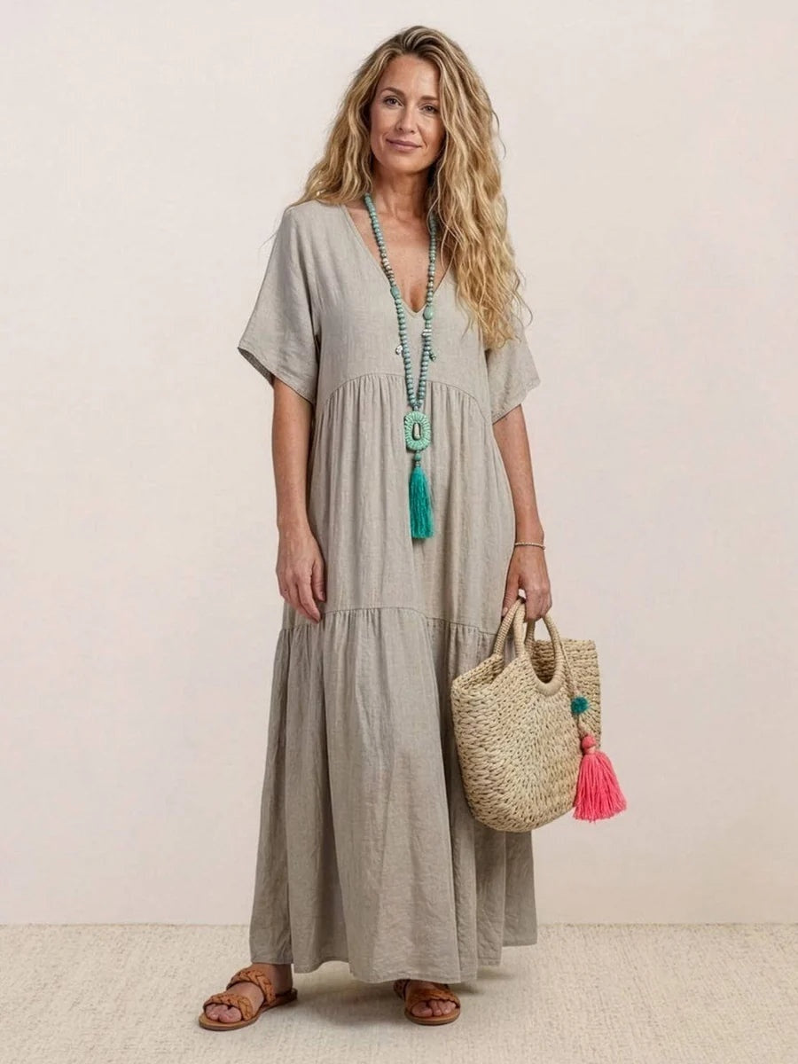 Alexandra | Women's Long Holiday Party Dress V Neck Ruffle Maxi