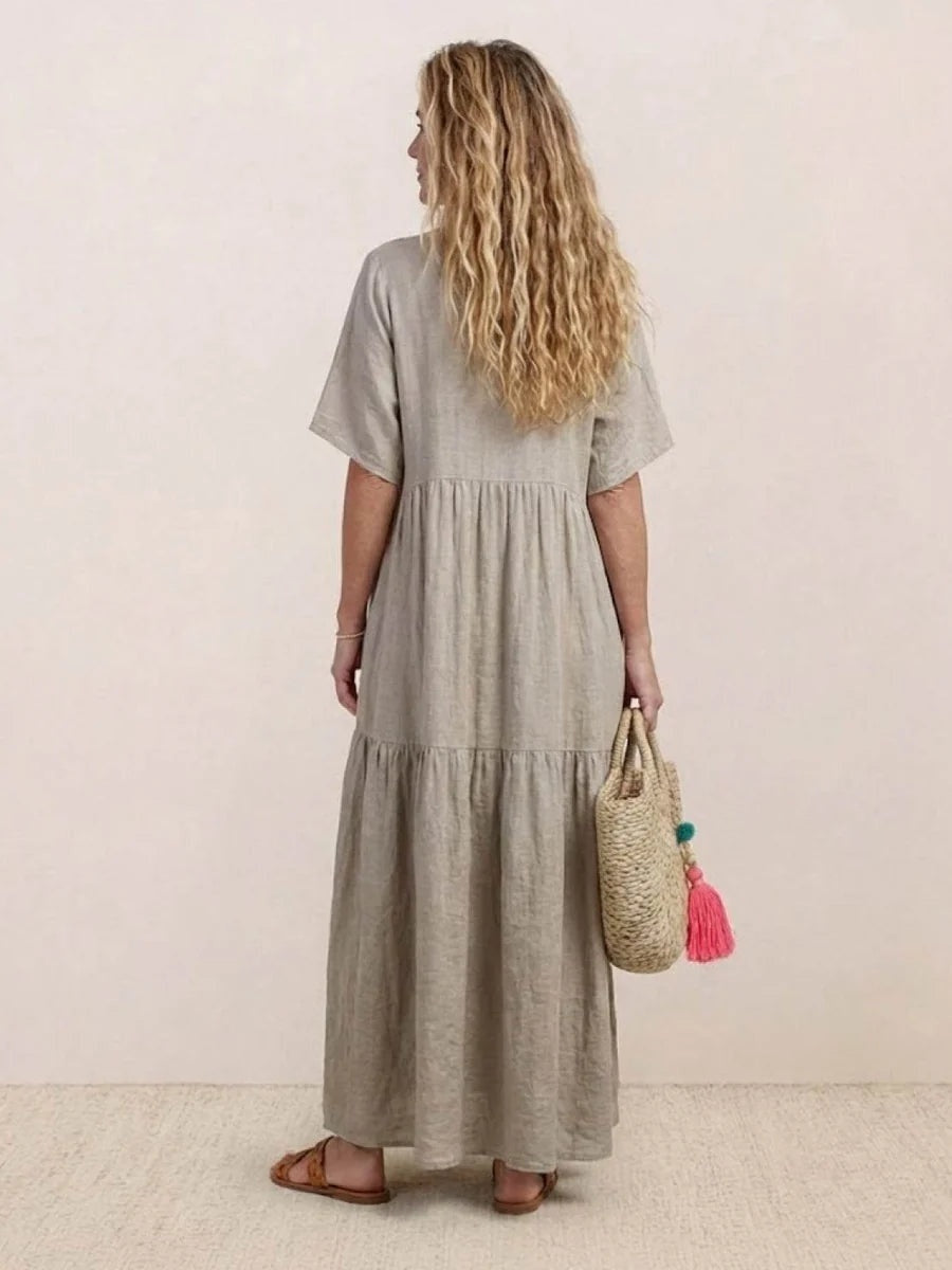 Alexandra | Women's Long Holiday Party Dress V Neck Ruffle Maxi
