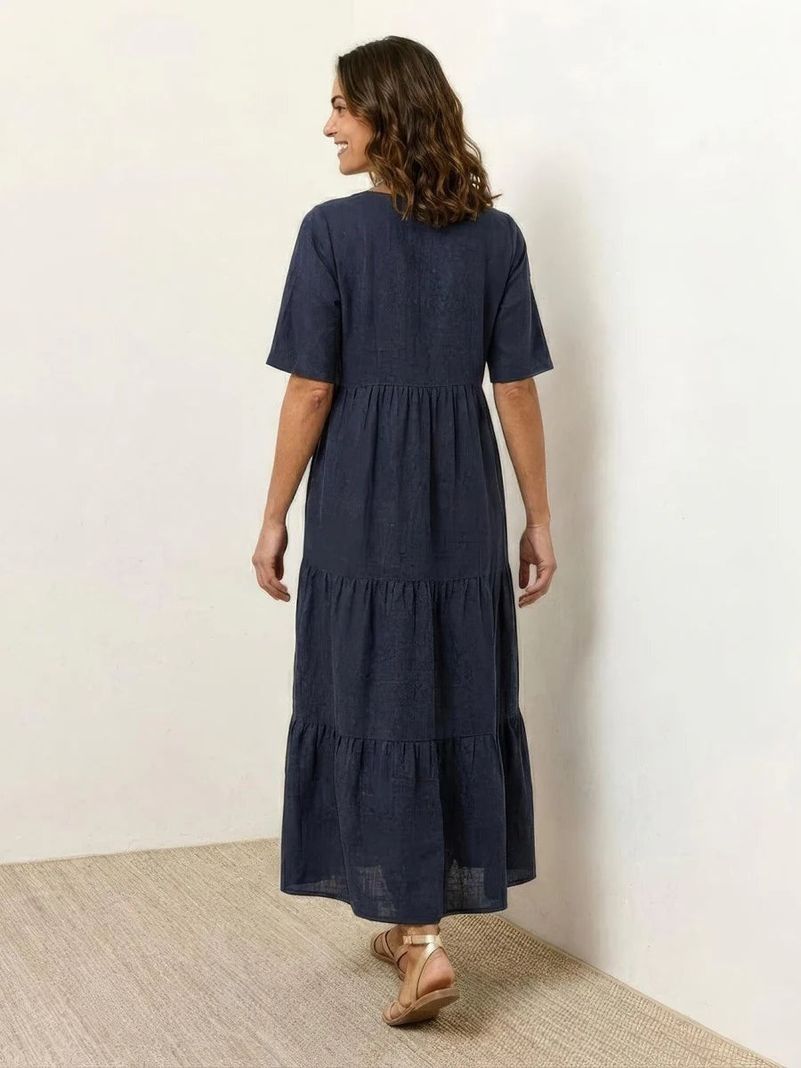 Alexandra | Women's Long Holiday Party Dress V Neck Ruffle Maxi